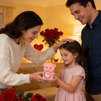 yayafunfun Pink Romantic Teddy Bear with Preserved Rose Heart, Hidden Jewelry Box, Eternal Pink Rose Teddy Bear Gift for Women Girl Valentines Day, Mother's Day, Birthday,Wedding, Bridal Shower