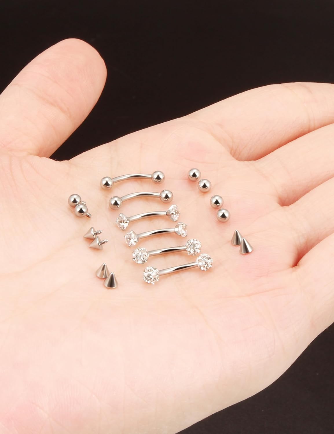 Oufksiyy Eyebrow Piercing Jewelry Surgical Steel Curved Barbell Tiny Eyebrow Ring Vertical Labret Lip Jewelry Ear Rook Small Belly Button Ring for Women Men 16g 8mm 10mm - Image 2