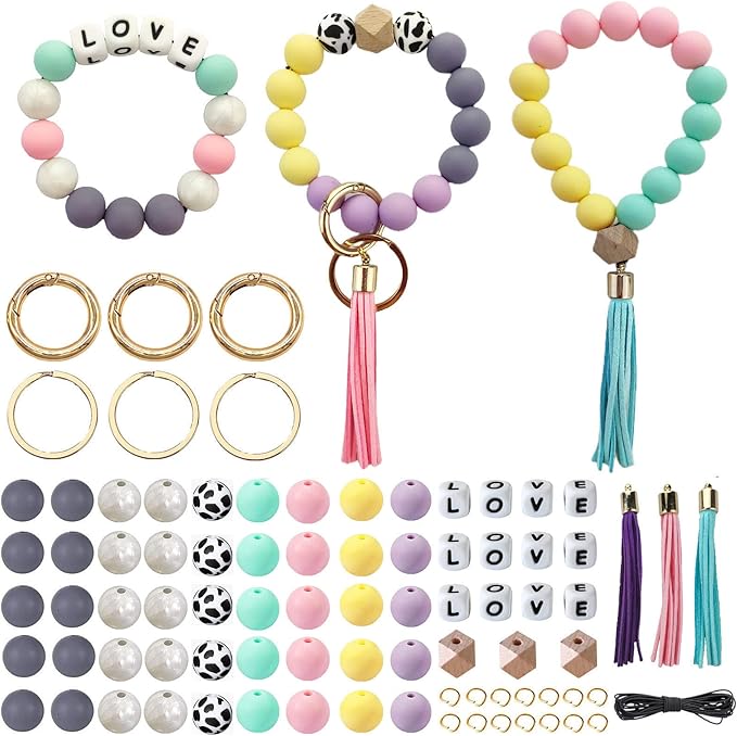 Leo Zodiac Charm Keychain – Multi-Color Healing Crystal Stone, Silicone Beads, Keyring Or Bracelet
