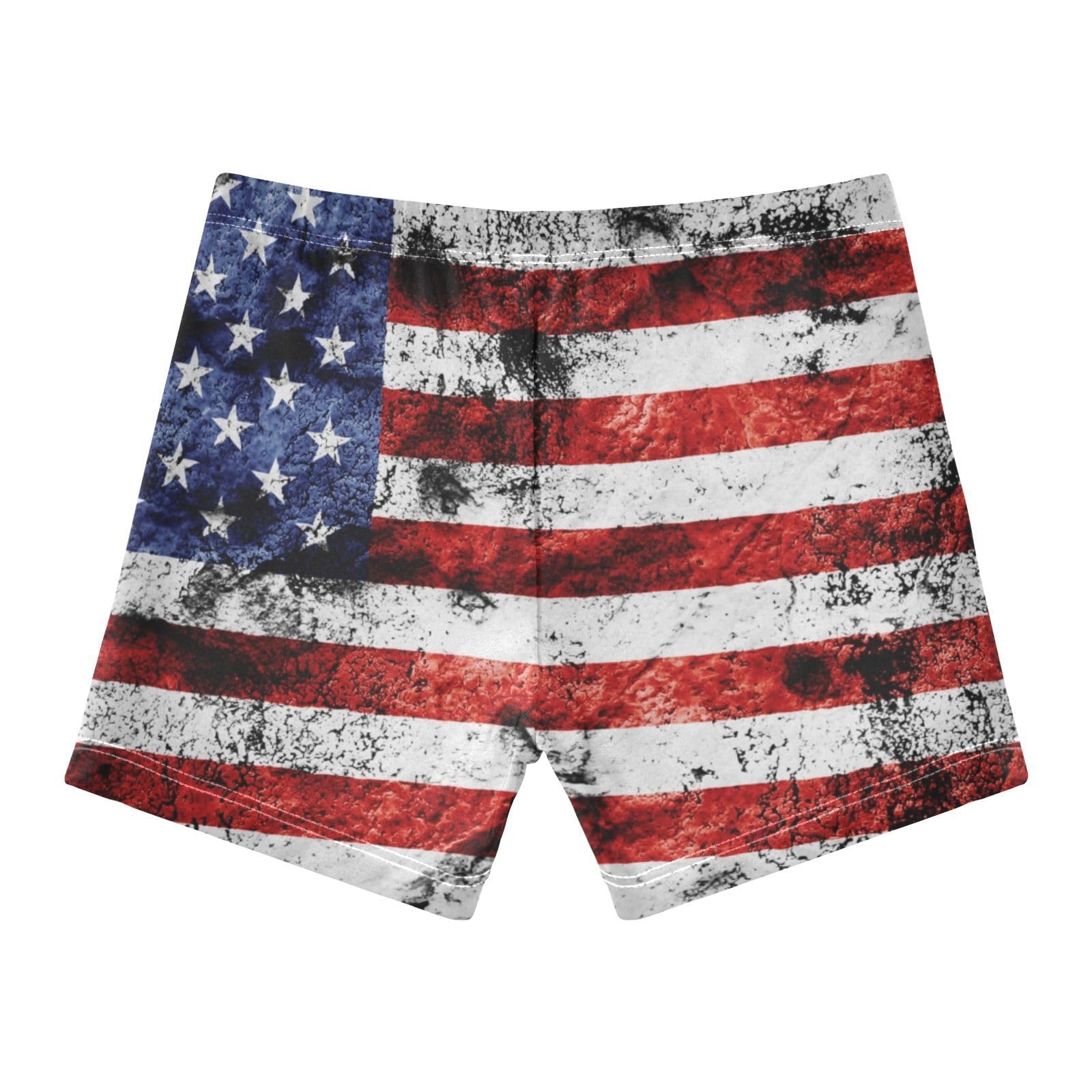 Aflyko 4th of July Boys' Swim Trunks Grunge American Flag Liberty Toddler Jammer for Swimming Infant Swimsuit Baby Kid Bathing Suit Summer Beach Playwear Comfortable Swim Shorts 4T