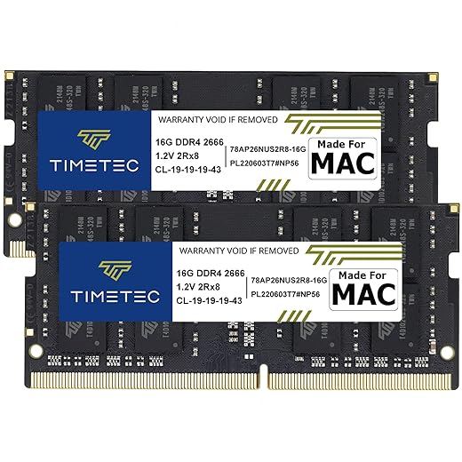Timetec 32GB KIT(2x16GB) Compatible for Apple DDR4 2666MHz / 2667MHz for Mid 2020 iMac (20,1/20,2) / Mid 2019 iMac (19,1) 27-inch w/Retina 5K, Late 2018 Mac mini (8,1) PC4-21333 /PC4-21300 MAC RAM