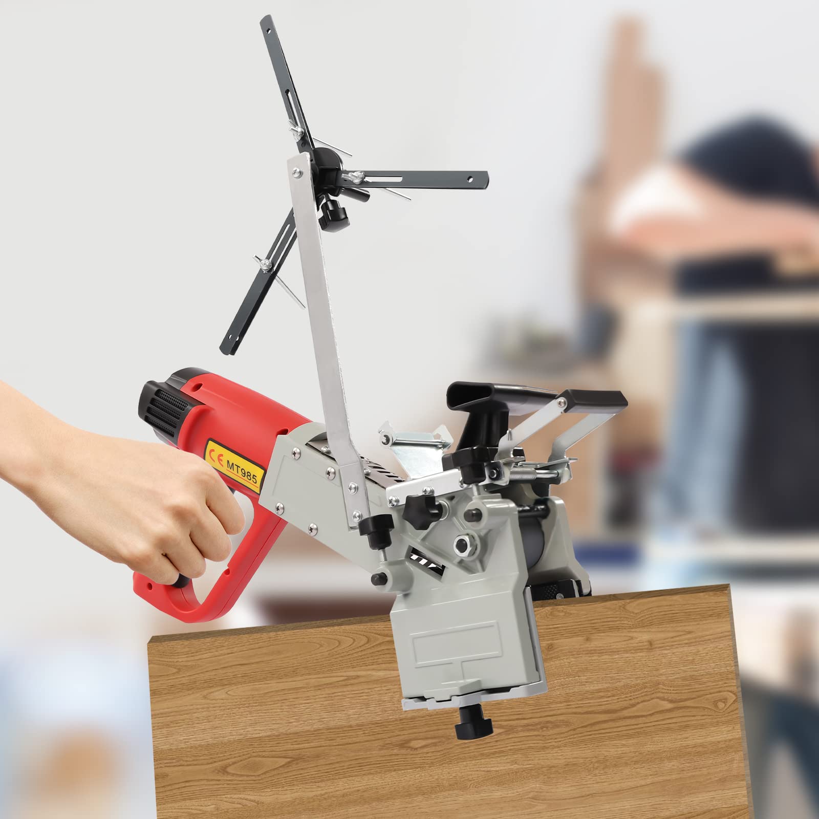 220V 50Hz MT985 Plaqueuse de Chant Portable, Petite Encolleuse de Chants, Trimmer Edge Banding, Épaisseur Réglable de 0,6mm avec Contrôle de Vitesse