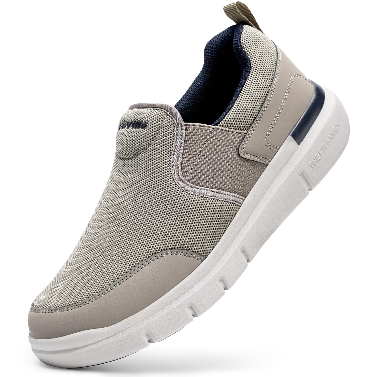 FitVille Men's Extra Wide Slip on Walking Shoes, Lightweight Non-Slip Breathable Casual Loafers for Standing All Day Sage Green