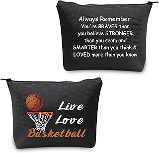 CMNIM Basketball Cosmetic Bag Live Love Basketball Gifts Basketball Makeup Bag Basketball Lover Gifts Inspirational Basketball Travel Zipper Bag (Basketball bag Black)