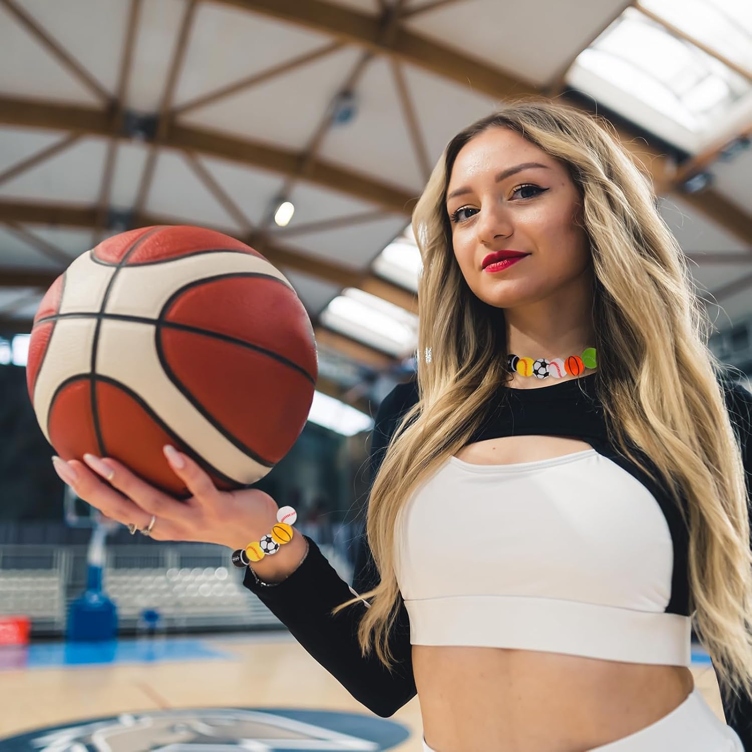 uxcell Sports Ball Beads, 24Pcs 12mm - Silicone Round Spacer Focal Beads, Rubber Loose Print Sports Beads for Keychain Making Pens DIY Crafts Necklace Bracelet Lanyard (Basketball) - Image 5