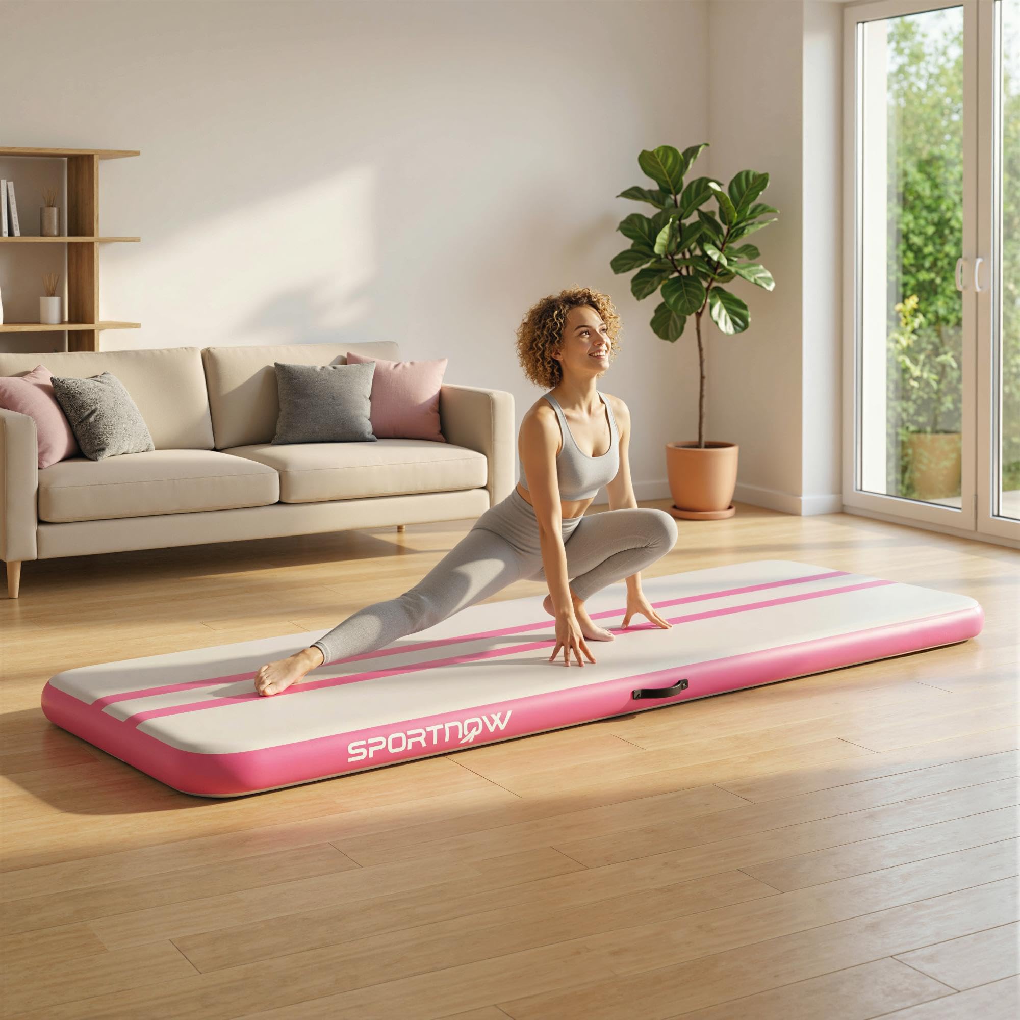 SPORTNOW Tappetino Gonfiabile per Ginnastica, Tappeto Ginnastica Artistica 10cm Spessore con Pompa Elettrica, Borsa Trasporto, Kit Riparazione per Casa Yoga Pilates Fitness Cheerleading Palestra