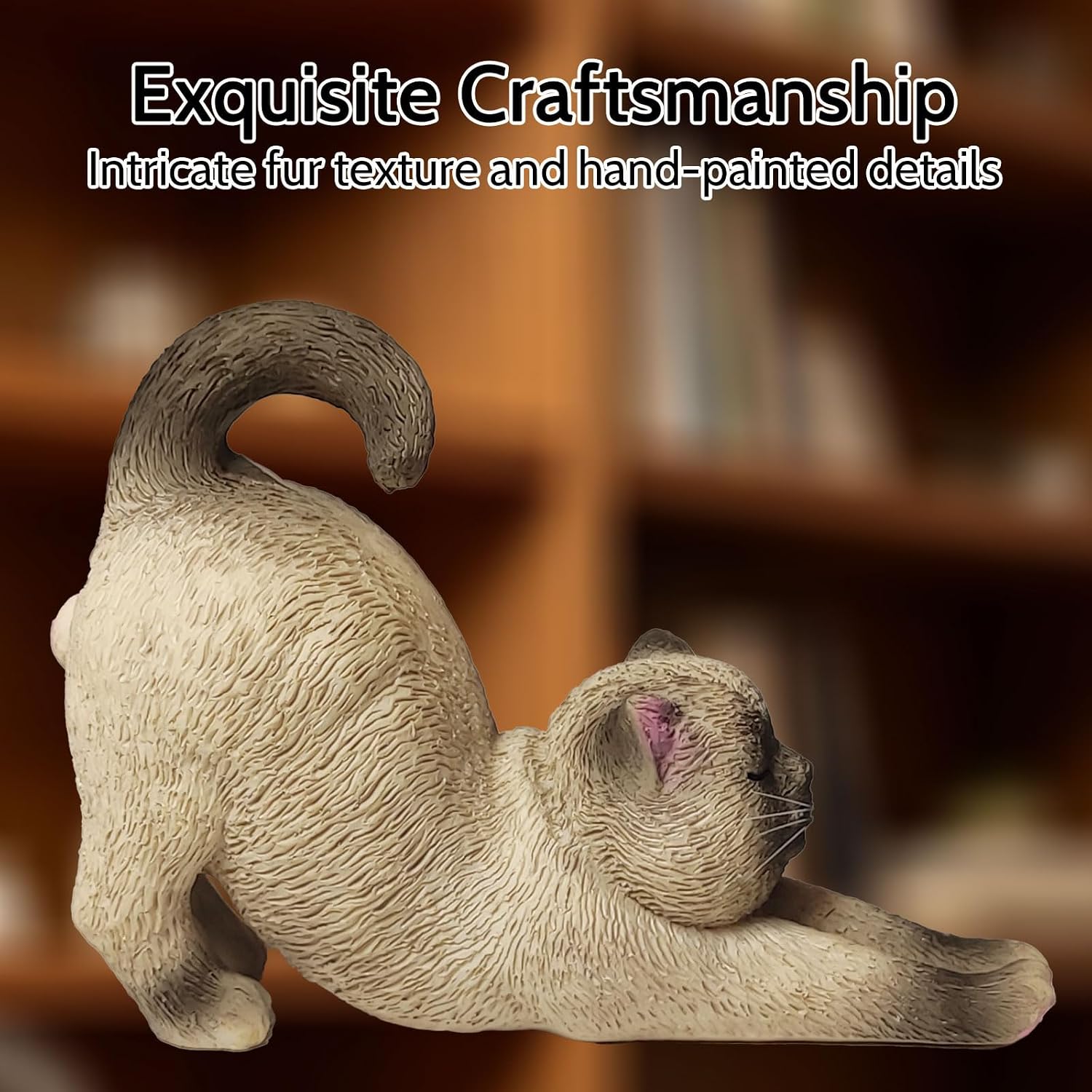 Stretching Cat Figurine, Resin Cat Decor Statue for Home, Shelf, Office Desk, Living Room Decorations, Cute Cat Decor Gifts for Cat Lovers Women Men, 1 Piece image 3