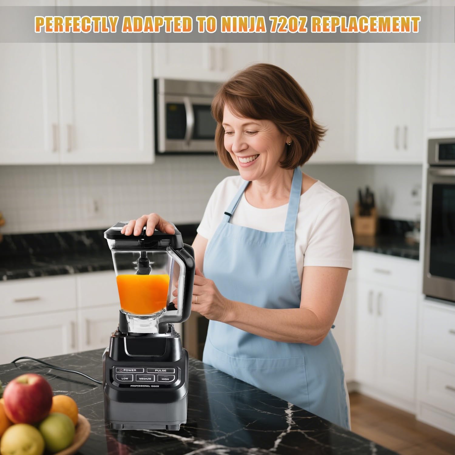 Blender Lid Replacement for Ninja 72 OZ Pitcher Locking Lid, Top Lids Cover Parts L642 BN701 BN751 BN801 BL610 DB751A CT610 Series,Compatible with NEW Model Pitcher (Blender Lid + Brush)