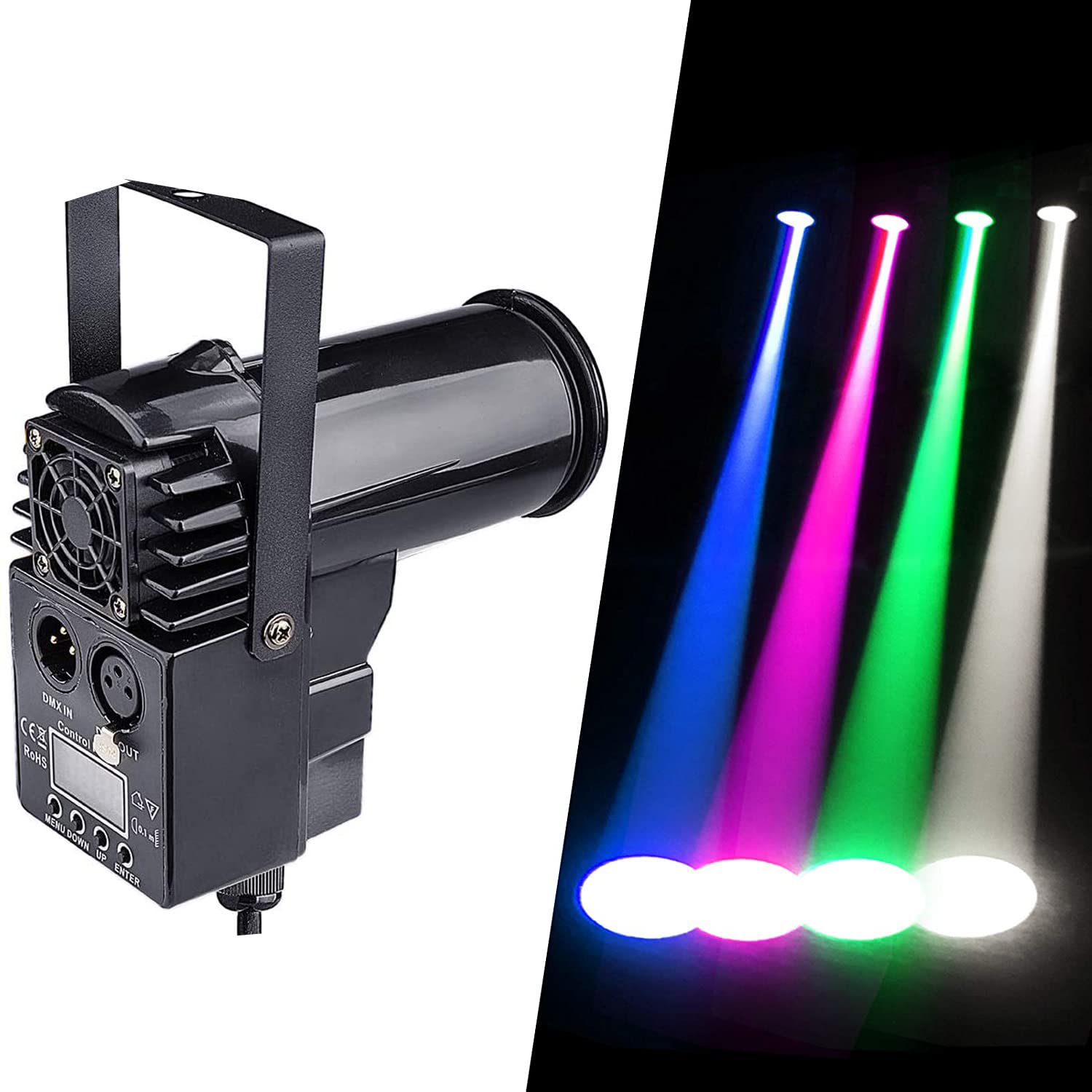 Aiture Blue,White,Green,Red Led Pinspot Disco Light Stage Effect,Dmx 12W Full Color Rgbw 4In1 Led Spot Light, Use For Mirror Ball, Disco, Bar, Club, Party, Wedding