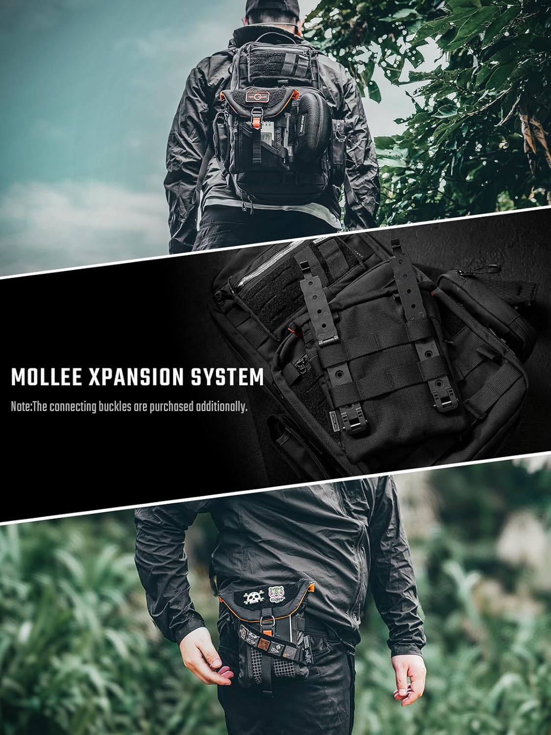 TACTICAL_GEEK EXT14 EDC Multi-Functional Bag, Organizer Pouch with RFID-Blocking Card Pocket, Lightweight Waist with Adjustable Strap, Portable Organization for Daily Use（T500 Grey）