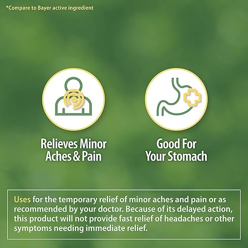 Vista 10 de HealthA2Z® Aspirina 81 mg Baja resistencia Recubrimiento entérico Alivio del dolor Reduce dolores menores dolores musculares y calambres