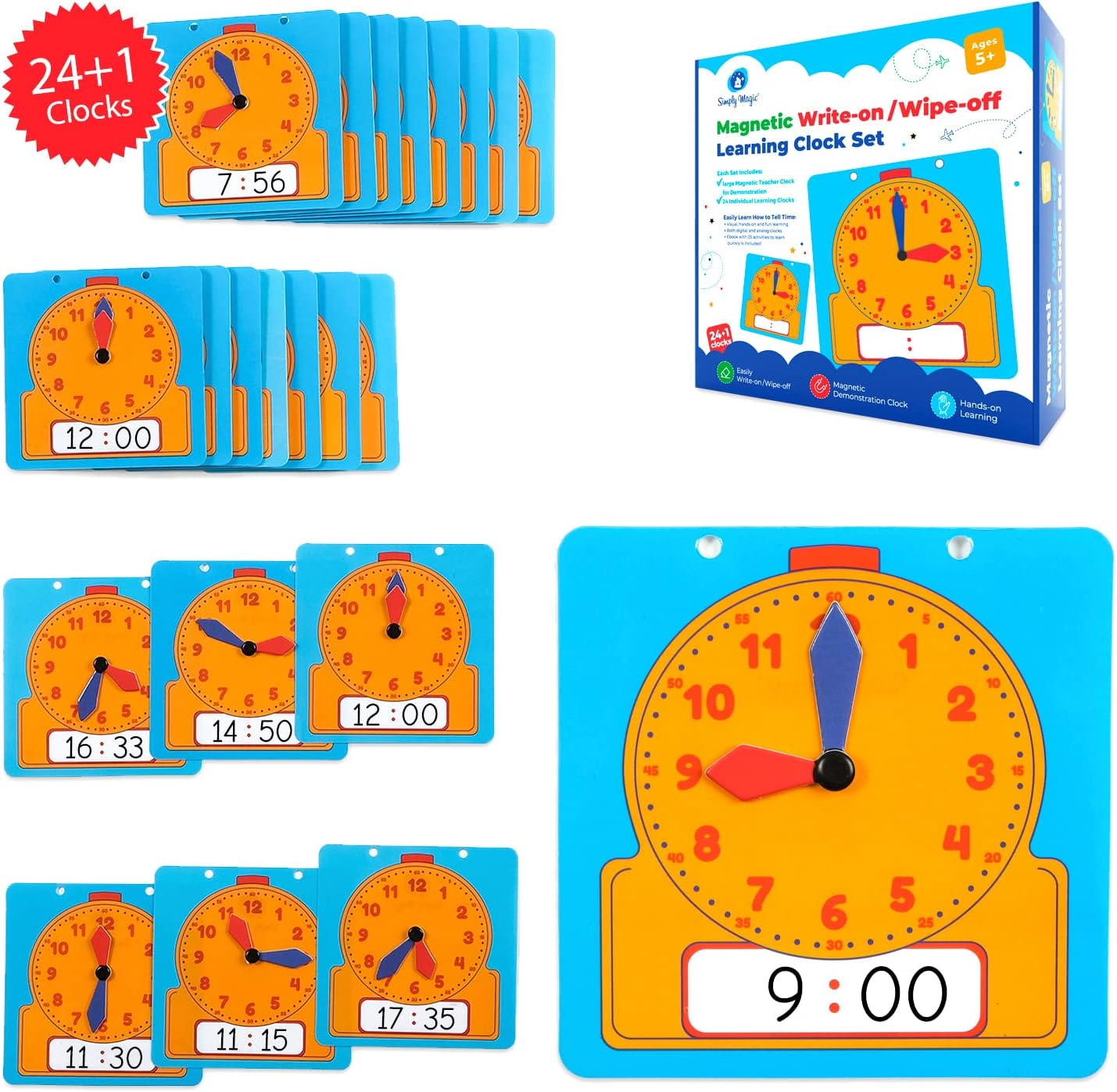 Simply magic 24+1 Learning Clock for Kids Classroom Clock