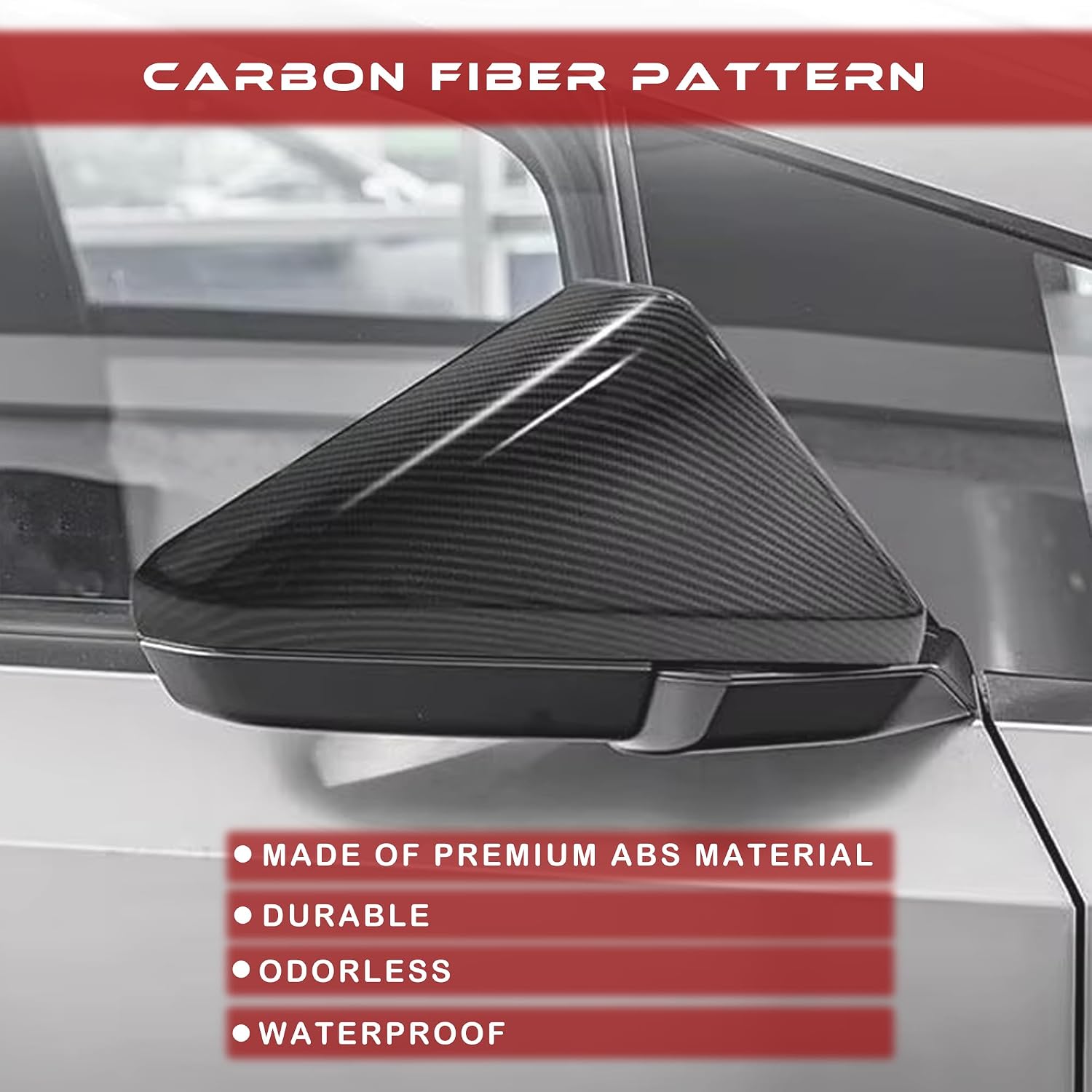 Car Door Passenger Driver Side Mirror ABS Plastic Caps Protection Covers Rearview Compatible with Tesla Cybertruck 2023/2024-2 Pieces