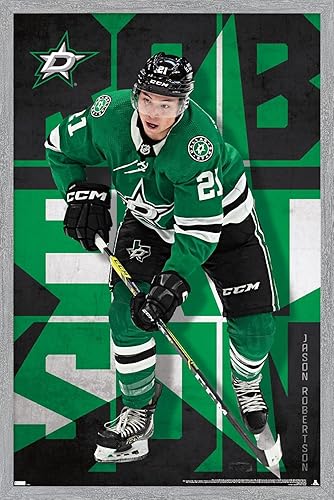 Miniatura 17 de Trends International NHL Dallas Stars - Póster de pared de Jason Robertson 23, 34 pulgadas de largo x 22.4 pulgadas, versión enmarcada en madera