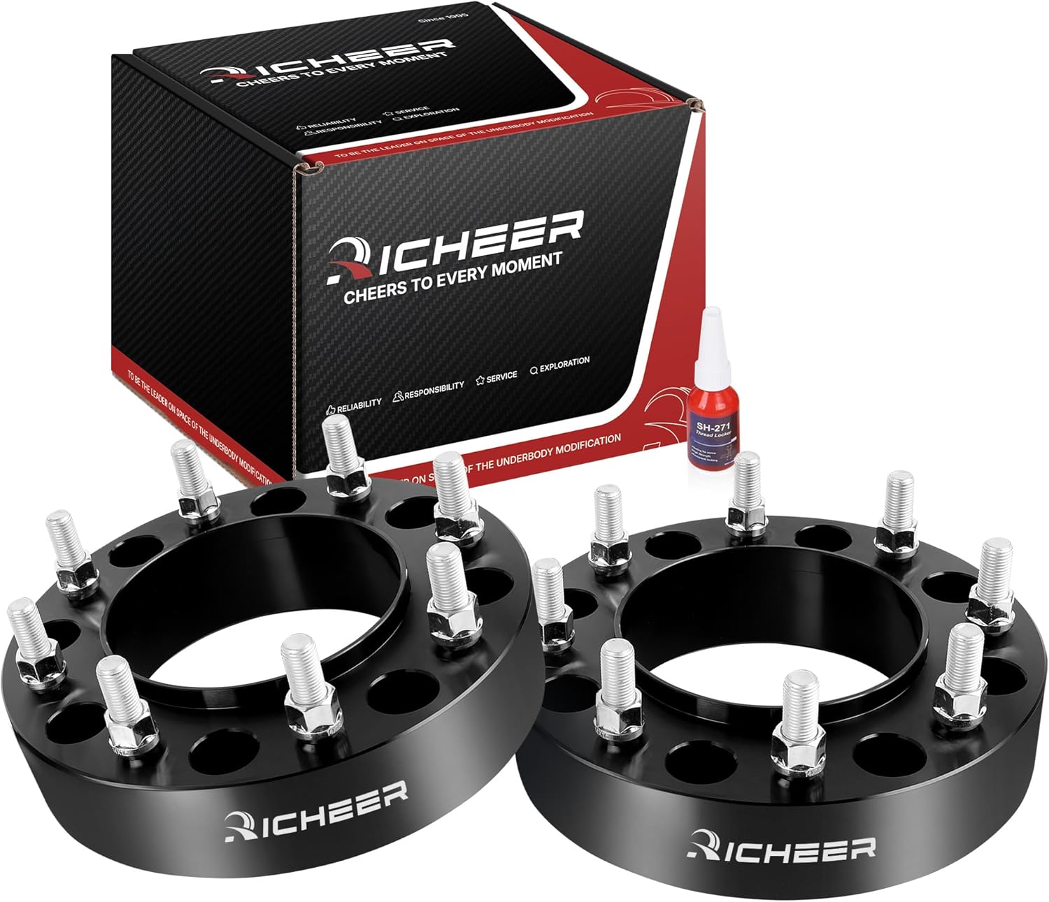 Richeer 8x200 Hubcentric Wheel Spacers for 2005-2025 F350 Super Duty 2019-2025 Ram 3500, 2 inch 8x200mm Wheel Spacer with 14x1.5 Studs & 142mm Center Bore