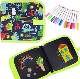 Erasable Doodle Book Set for Kids, Reusable Magic Drawing Book with Watercolor Pens, Road Trip Car Game Writing and Painting Set for Boys and Girls