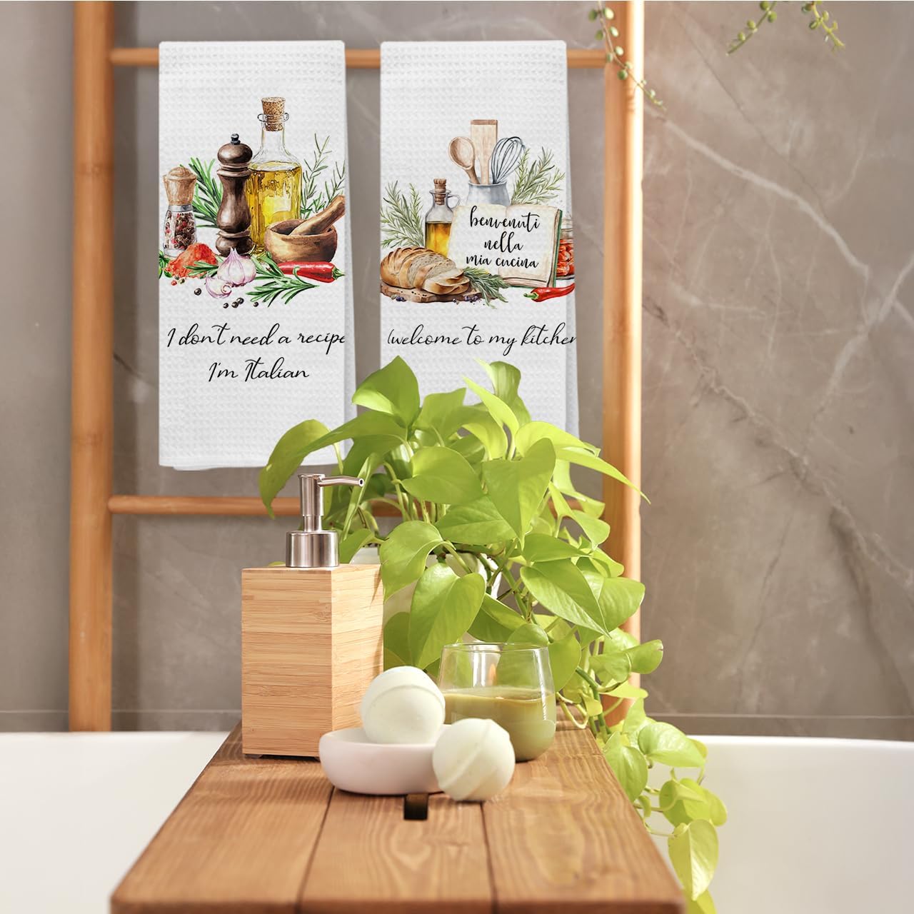 Funny Italian Kitchen Towels, Italian Cooking Gifts Decorative Hand Towels for Kitchen, Gifts for Cooks Cooking Lovers Dish Tea Towel Drying Cloth, 16x24 Inch Set of 2 - Image 7