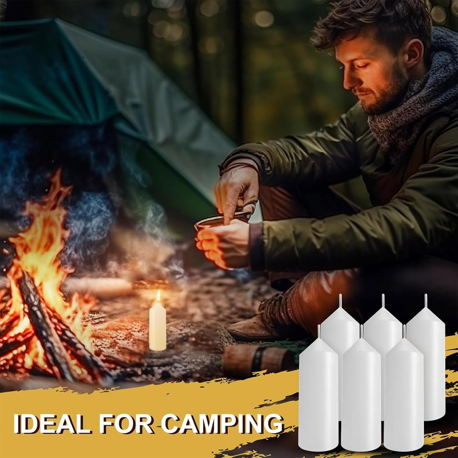 Threlaco 9 Hour Emergency Candles for Lantern (Lantern Not Included) 3.5 Inch White Candles Long Burning Survival Bougie Bulk for Outdoor Camping Power Outage Emergency Survival Preparedness