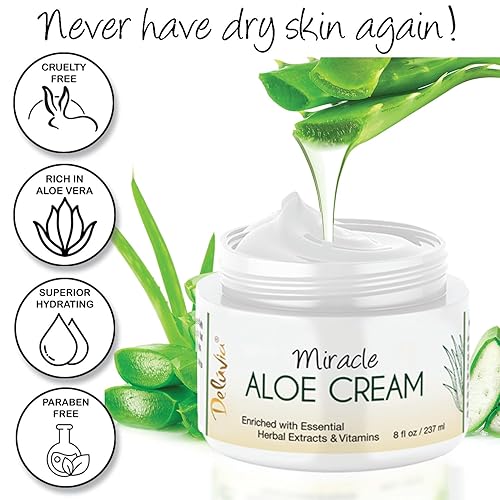 Miniatura 4 de Deluvia Miracle Loción de aloe, crema de aloe vera, hidratante de aloe vera para cara y cuerpo, crema solar calmante de aloe, loción de aloe vera