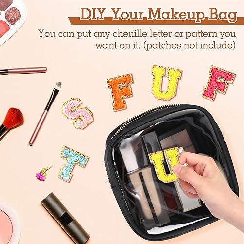Miniatura 7 de YESMET Small Makeup Bag, Clear Mini Makeup Bag for Purse, Cute Preppy Cosmetic Bag with Zipper, Nylon & PVC Waterproof Travel Toiletry Bag Organizer