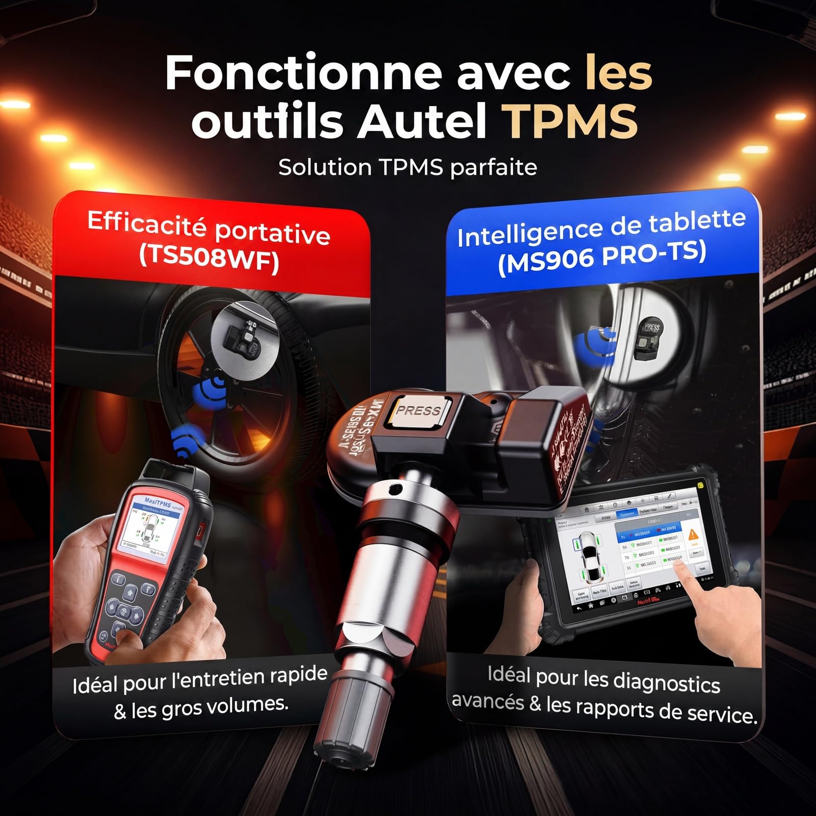Autel RDKS 2 en 1 MX-capteur à double fréquence, capteurs TPMS de niveau OE pour 99% des voitures, capteur de pneu 100% programmable, fonctionne avec TS408S TS501Pro TS508WF TS601 Outil TPMS (valve en