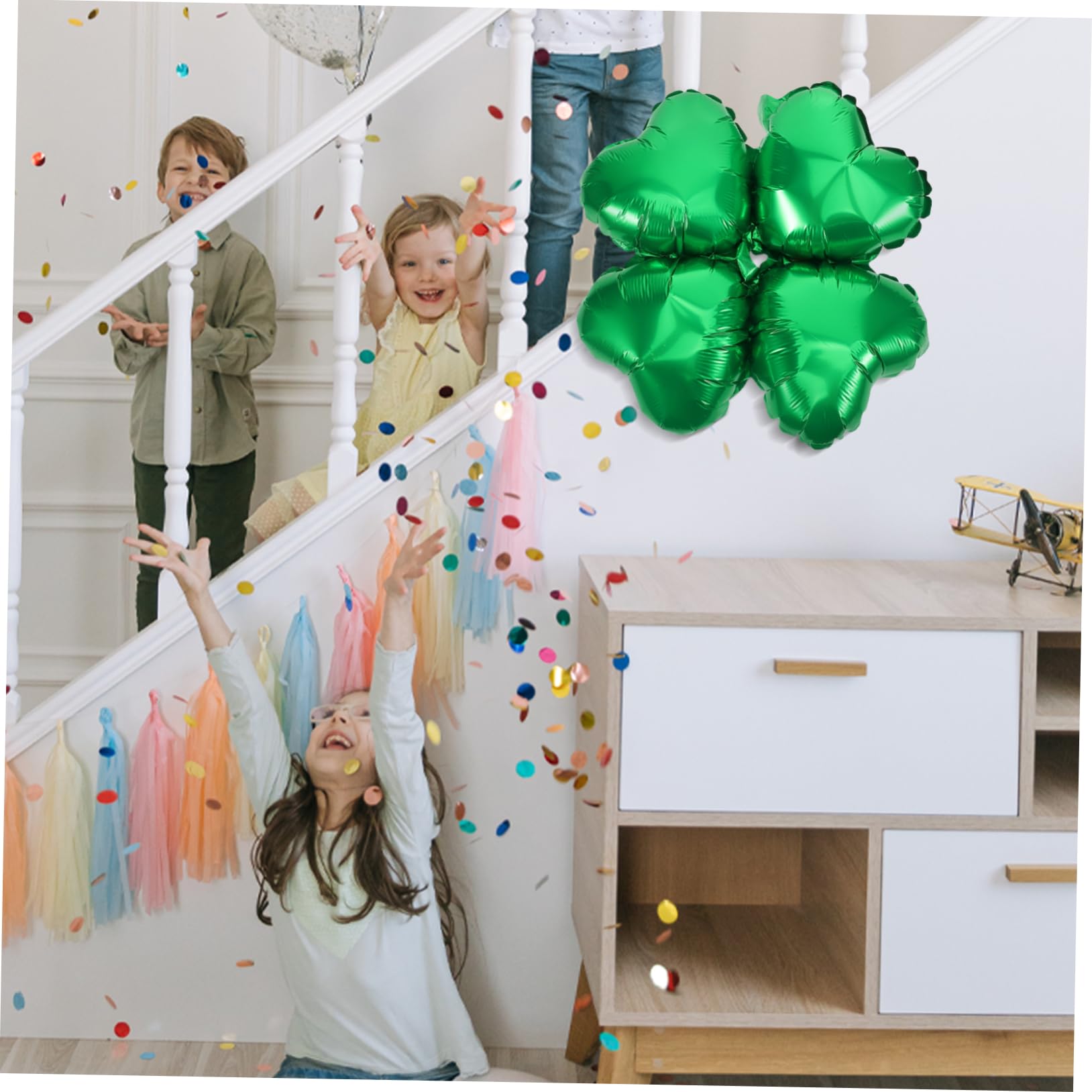 TOPBATHY 50 Palloncini Cuore Forma Fiora Verde in Alluminio Riutilizzabili e Sicuri per Decorazioni Festa e Festival, per Compleanni e Party