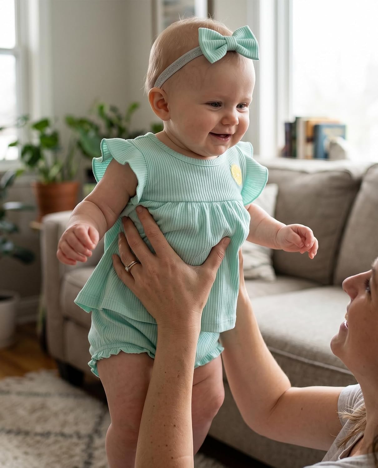 Fullfamous Newborn Baby Girl Summer Clothes 3 Piece Cotton Top and Bloomer Shorts Clothing Set NB-24Months