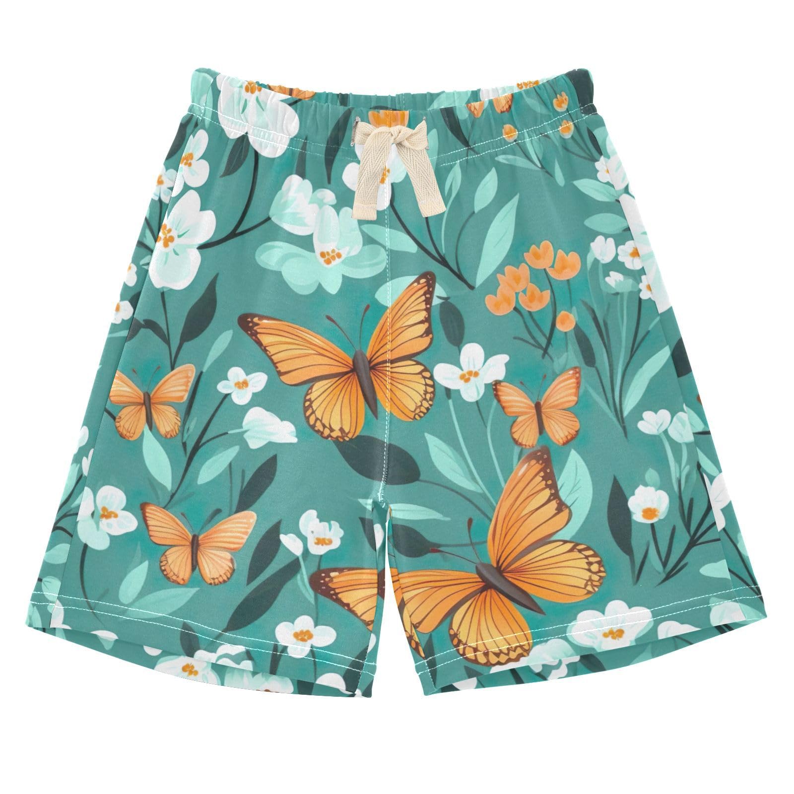 innewgogo Flowers Butterfly Toddler Baby Boy Girl Cotton Pull-On Shorts Elastic Waist Kids Pants Athletic Casual Shorts 3T Multi