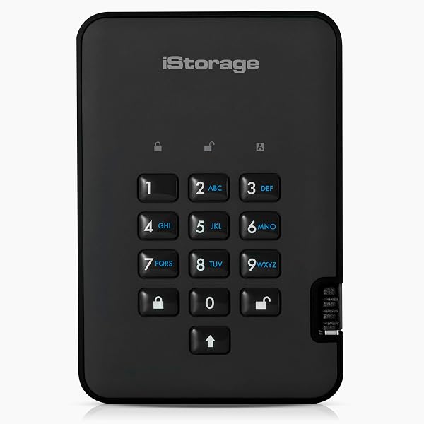 iStorage diskAshur2 SSD 256GB Black - Secure Portable Solid State Drive - Password Protected - Dustproof & Waterproof - Hardware Encryption - 1