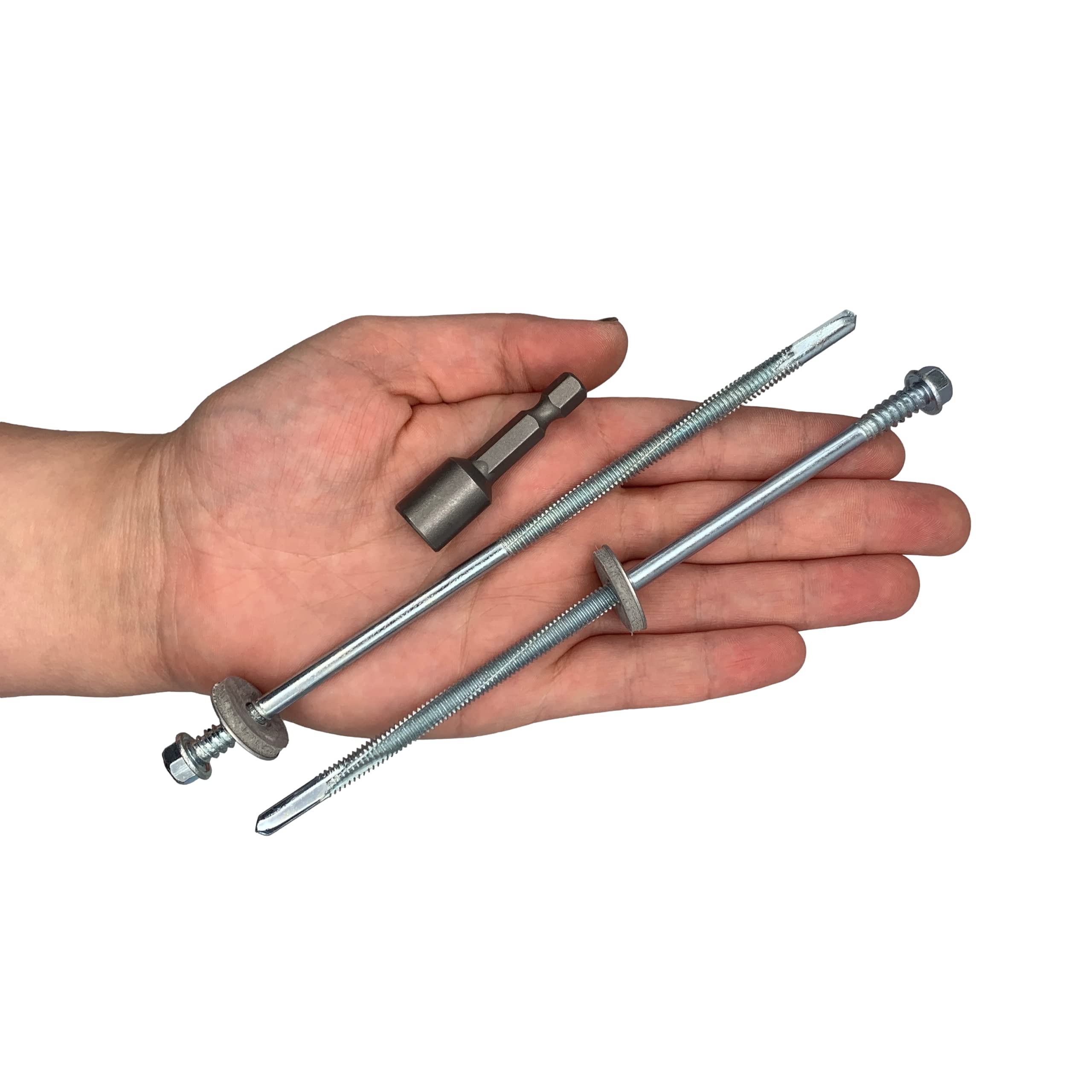 Lot de 50 vis auto-perceuses à tête hexagonale en acier zingué avec rondelles EPDM pour fixer des panneaux sandwich (50, 5,5 x 160 mm)