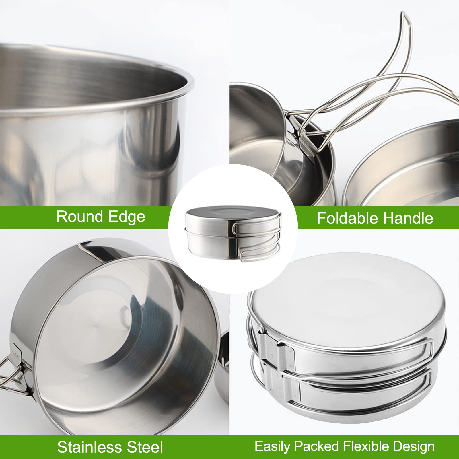 Kit De Casseroles Portable Camping X4 – Aluminium/inox – 4 Pièces