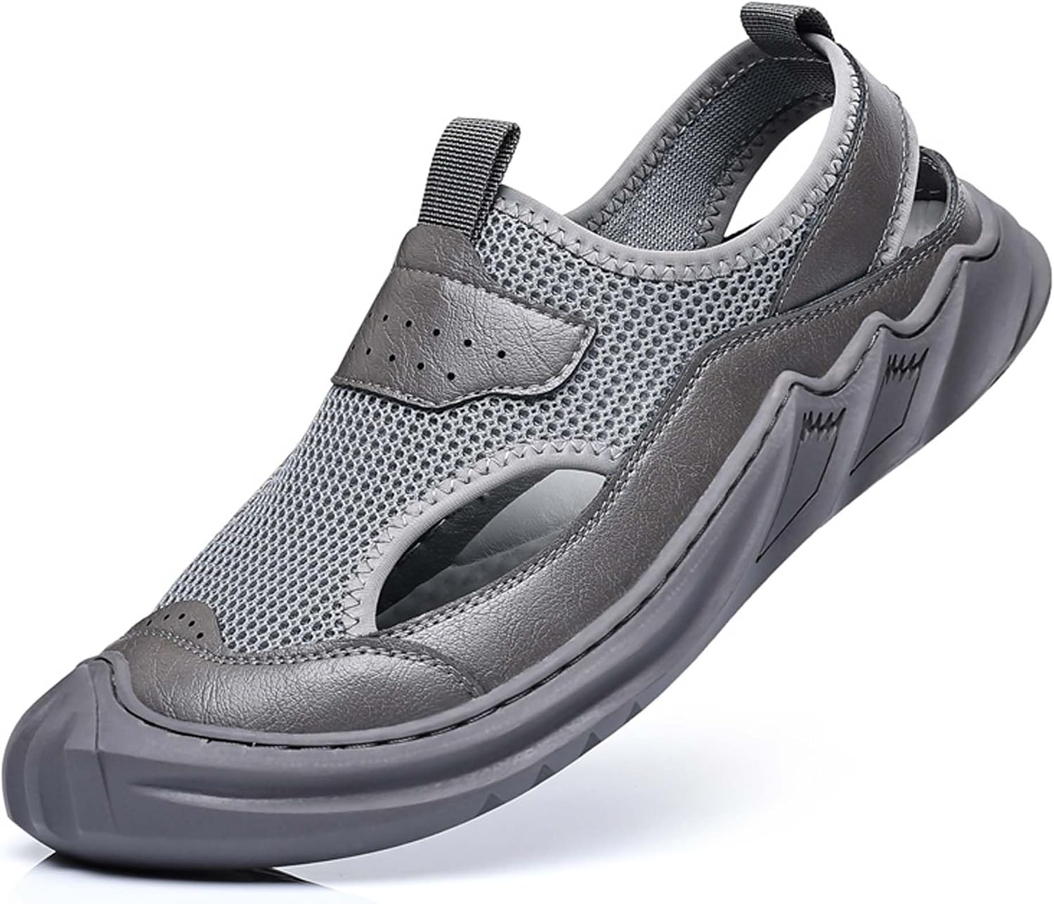 Men's Closed Toe Sandals Mesh Breathable Casual Sport Walking Shoes Outdoor Non-slip Hiking Climbing Shoes Comfortable Soft Work Outdoor Travel Shoes