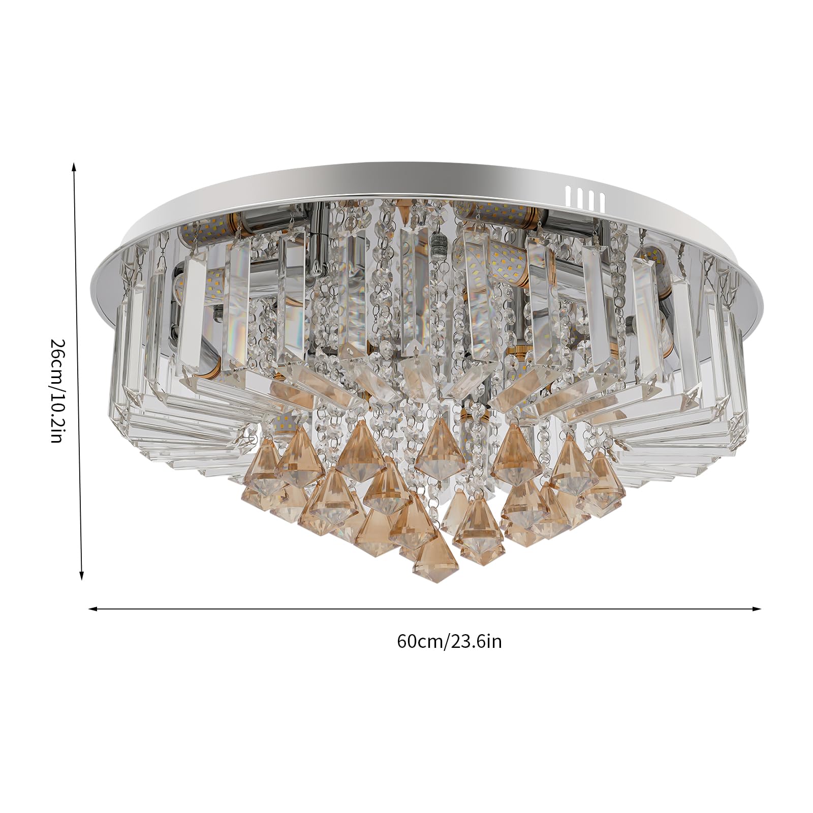Modern Kronleuchter Kristall Leuchte, Luxus Gold Deckenleuchte, Pendelleuchte LED Kristall Kronleuchter 60CM, Deckenlampe, Deckenleuchte Lampe Beleuchtung Wohnzimme, Für Wohnzimmer E14
