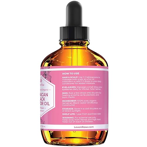 Miniatura 4 de Leven Rose - Aceite de semilla de ricino negro jamaicano suero orgánico 100 natural y puro para el cabello tratamiento de aceite caliente y curación