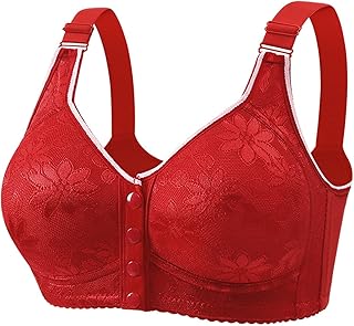 Daisy Bras for Older Women Front Closure No Underwire Bra for Senior Push Up Wide Strap Supportive Snap Everyday Bras