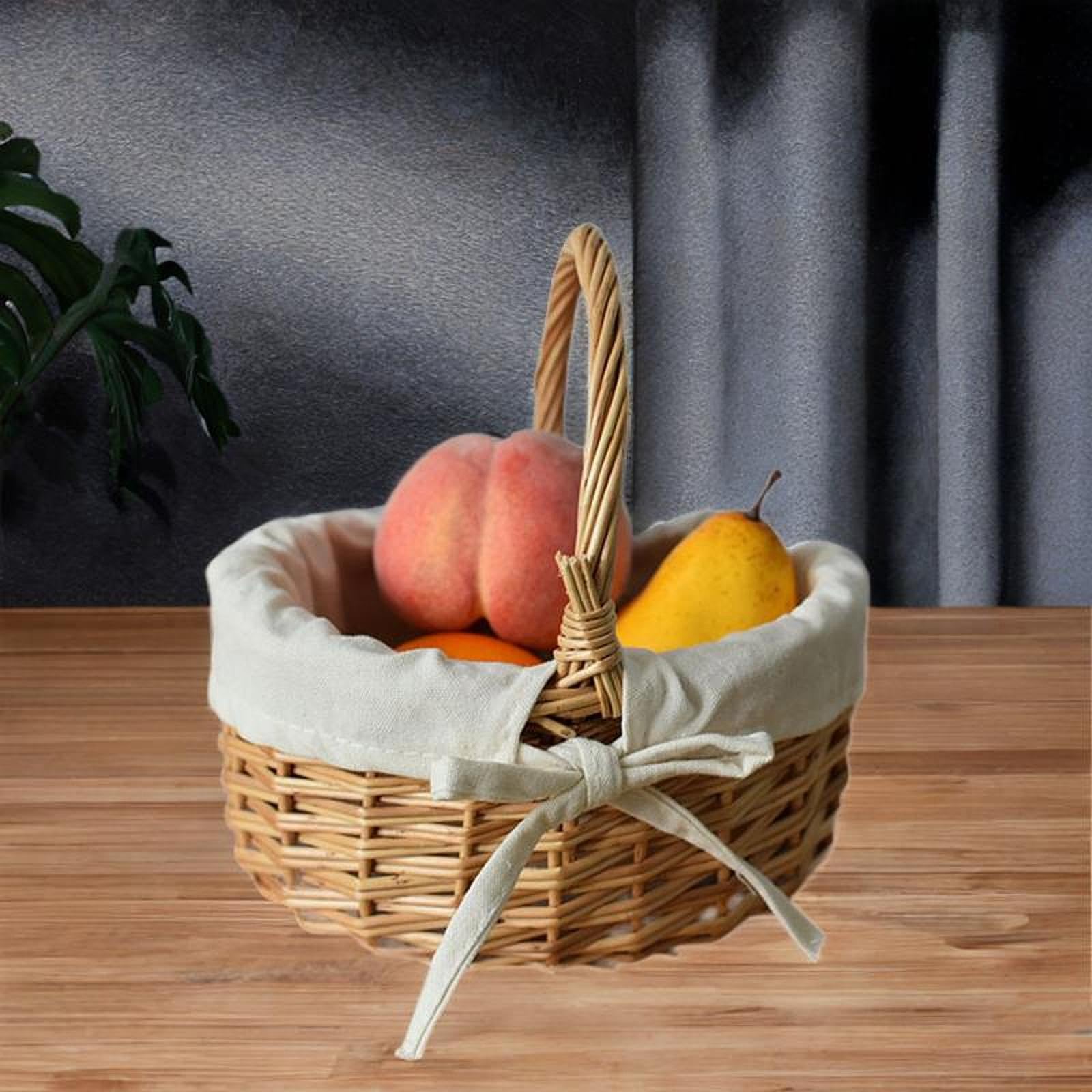 Generic Wicker Picnic Basket with Washable Lining Rattan Storage Serving Basket with Handle for Beach Outdoor Camping for Easter Hand Woven Shopping Basket Gift Baskets