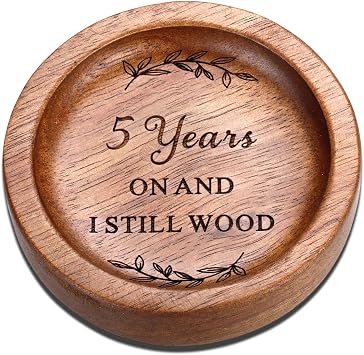 5th Anniversary Wooden Gifts for Him Her Men Women - Funny Wooden Ring Dish Tray Romantic 5th Anniversary Wedding Gift Husband Wife Couple Valentine Birthday Wooden Gift