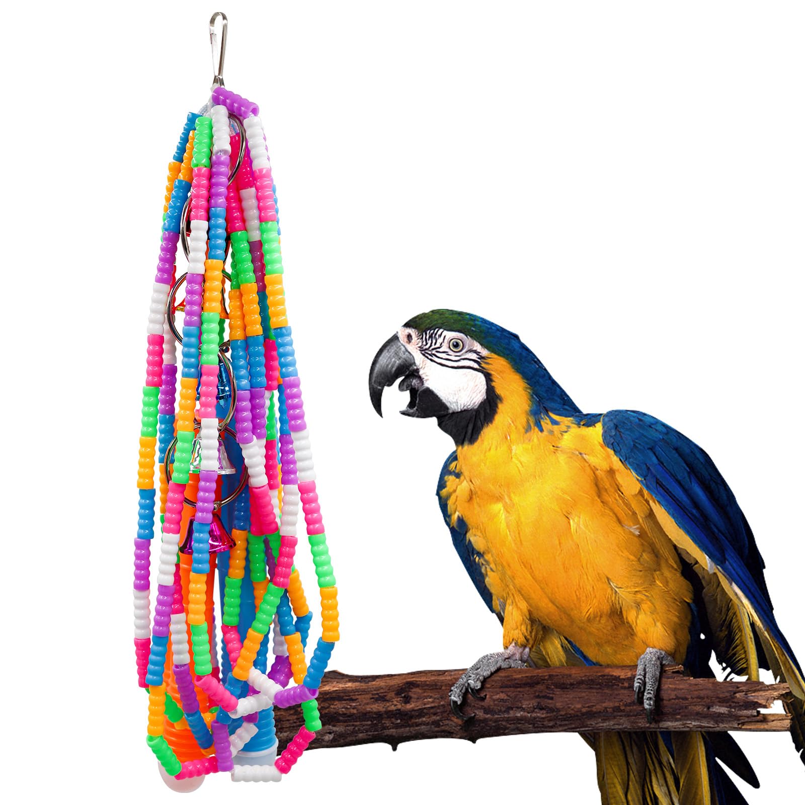 Neeenn Bird Chewing Toys, Colorful Plastic Parrot Chew Toys with Bell, Bird Cage Accessories, Cage Toys for Small to Medium Birds Parakeets Parrots Cockatiels Budgies Lovebirds Conures