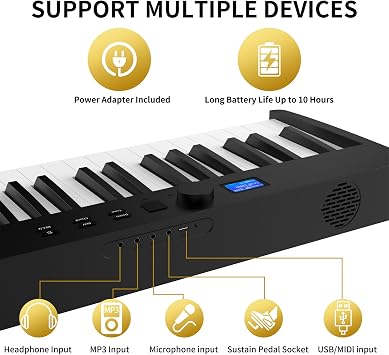 MIDI Keyboard Controllers,25-Key USB MIDI Keyboard with Backlit Drum Pads, Knobs, Computer Recording MIDI Controllers- Beat Maker Machine, MIDI