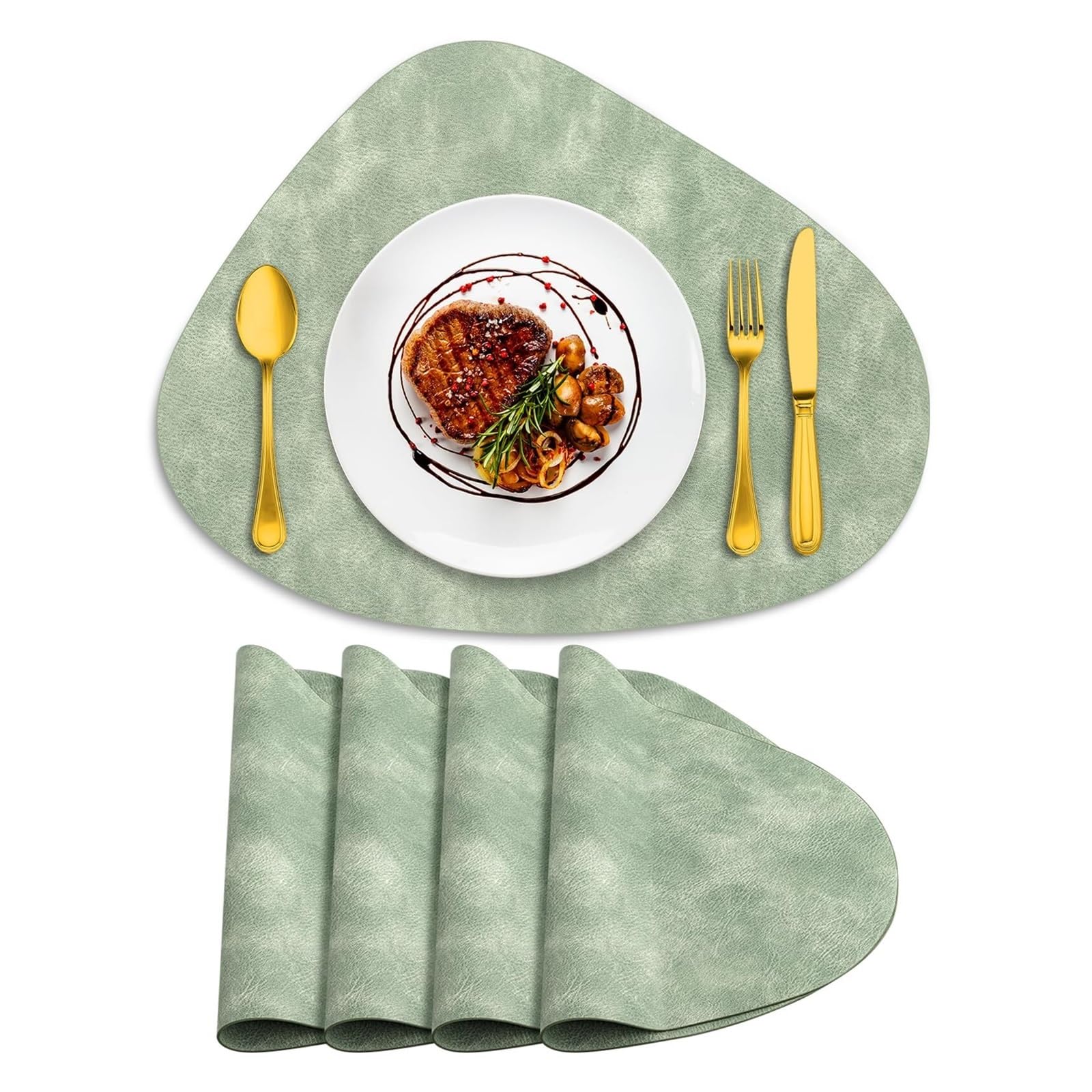 Luvafey Olive Green 4Pc Round Heat Resistant Table Placemats