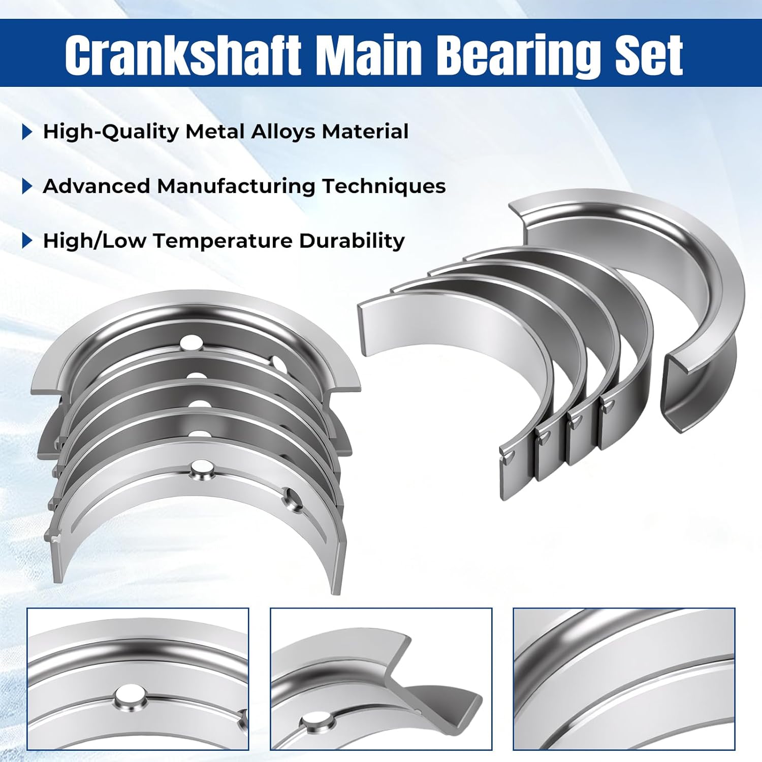 Main Rod Bearings & Piston Rings Kit Compatible with Chevy Silverado Tahoe Suburban/GMC Sierra Yukon LS 4.8L 5.3L 1999-2013 Replaces 2M4978 C96008 BC409J MS2199 BB253J