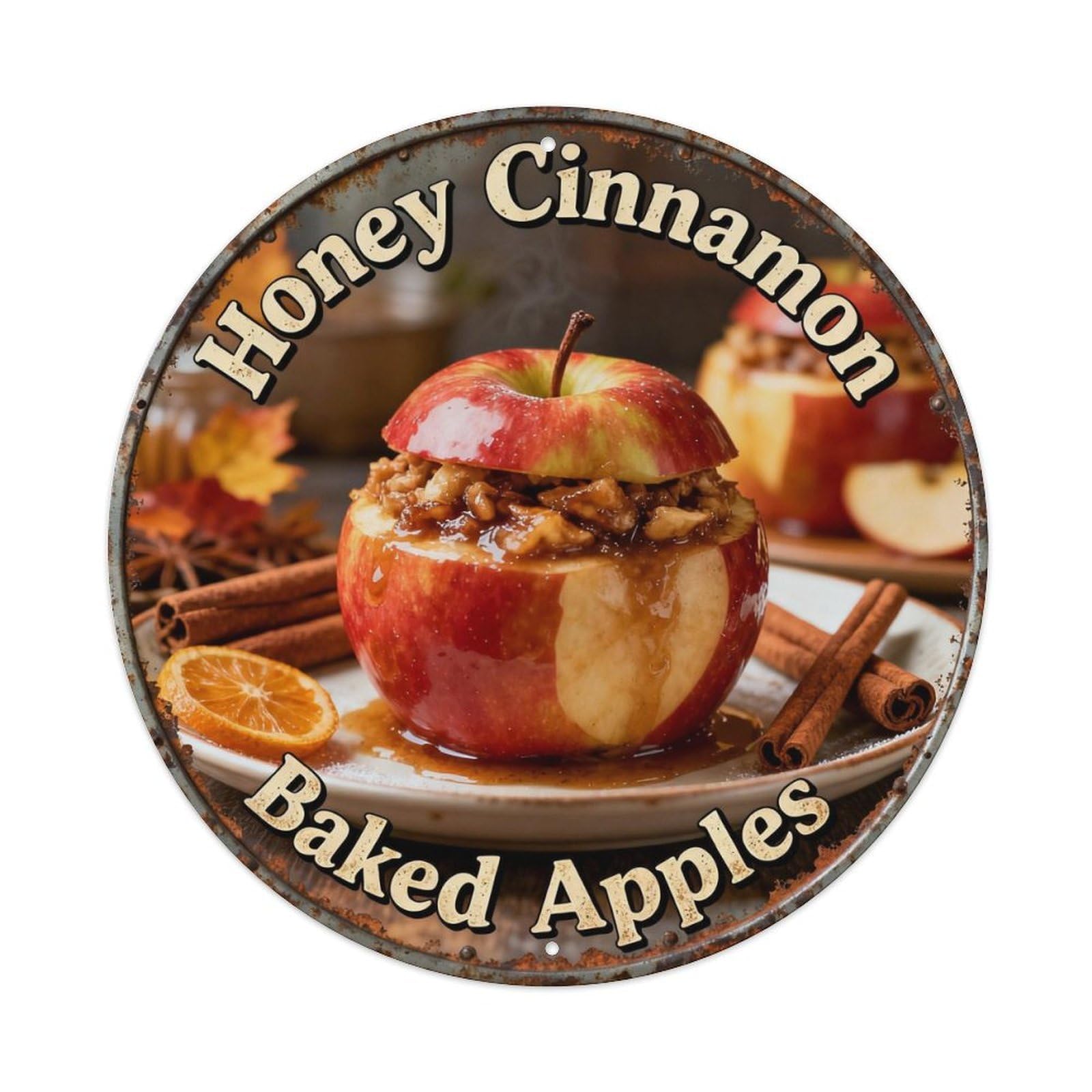 Honey Cinnamon Baked Apples Metal Tin Sign Plaque