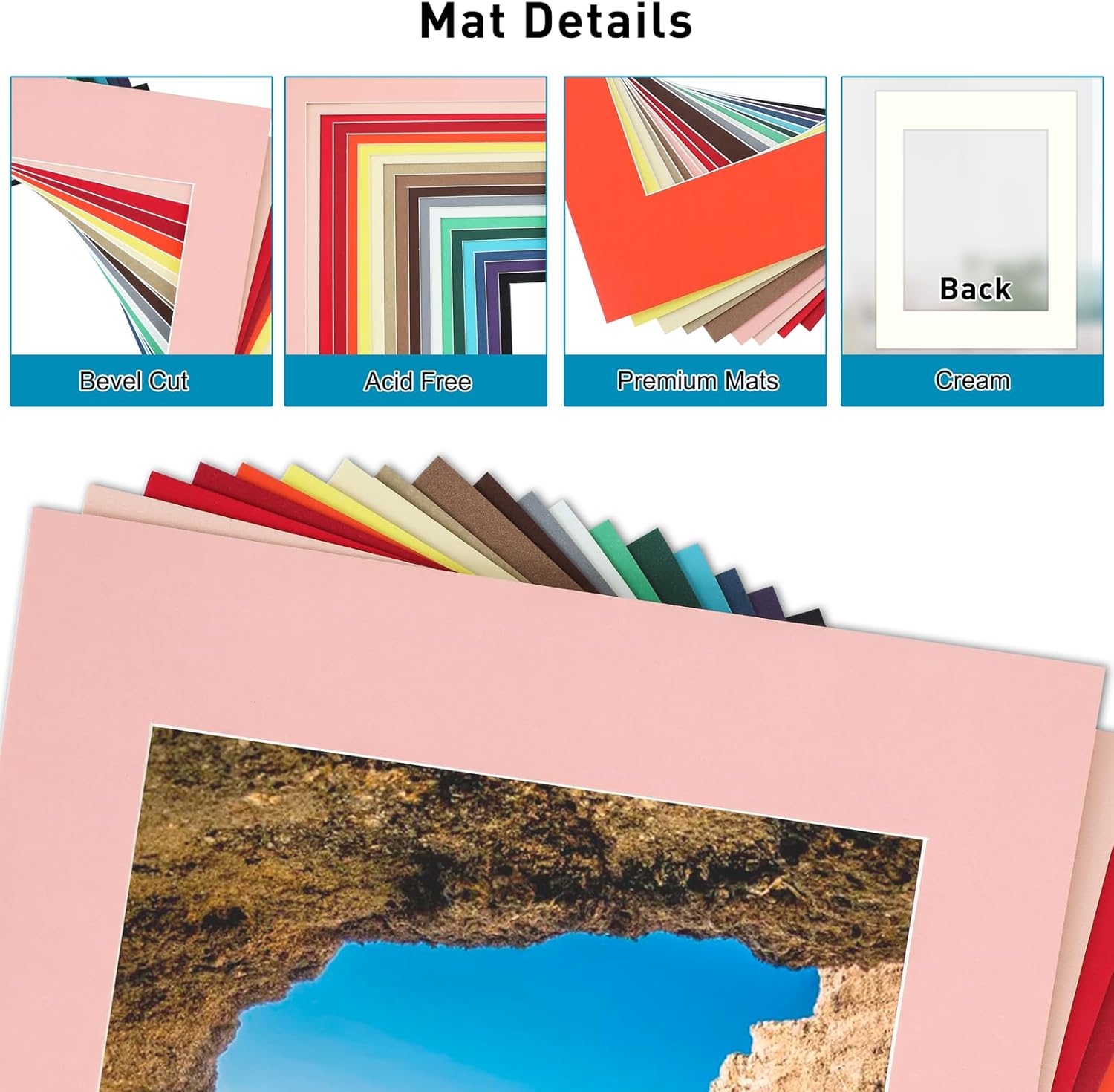 MAXECHO 18 Pack 11"×14" Picture Mats, Assorted Colors Frame Mattes Board with Core Bevel Cut for 8"×10" Photos, Prints, Artworks - Image 3