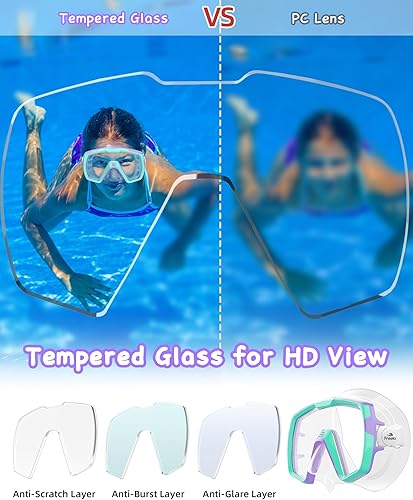 Miniatura 5 de Freela Gafas de natación para niños con cubierta de nariz para 6 a 16 años, paquete de 2 máscaras de natación de visión amplia, antiniebla, sin