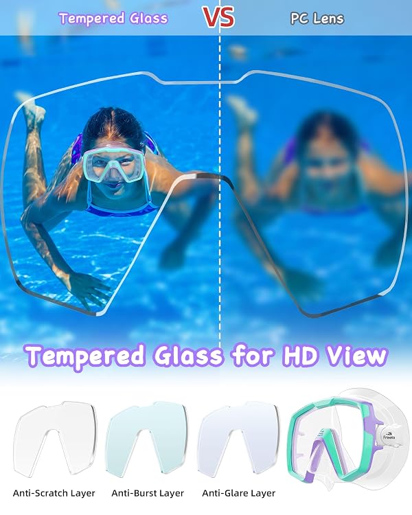 Freela 2 Pack Kids Swim Goggles with Nose Cover for 8-12 8-14 8-16, Wide View Anti Fog 180°Clear Wide View Waterproof No Leak Diving Mask Water Pool Beach Swimming Goggles for Youth Boys Girls by Freela - Image 5