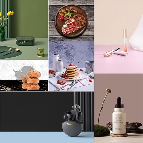 Miniatura 3 de 8 piezas de 16 piezas de papel de fondo de fotografía de alimentos con soporte, 34.3 x 22 pulgadas, 2 en 1, de doble cara, plano, para fotos,