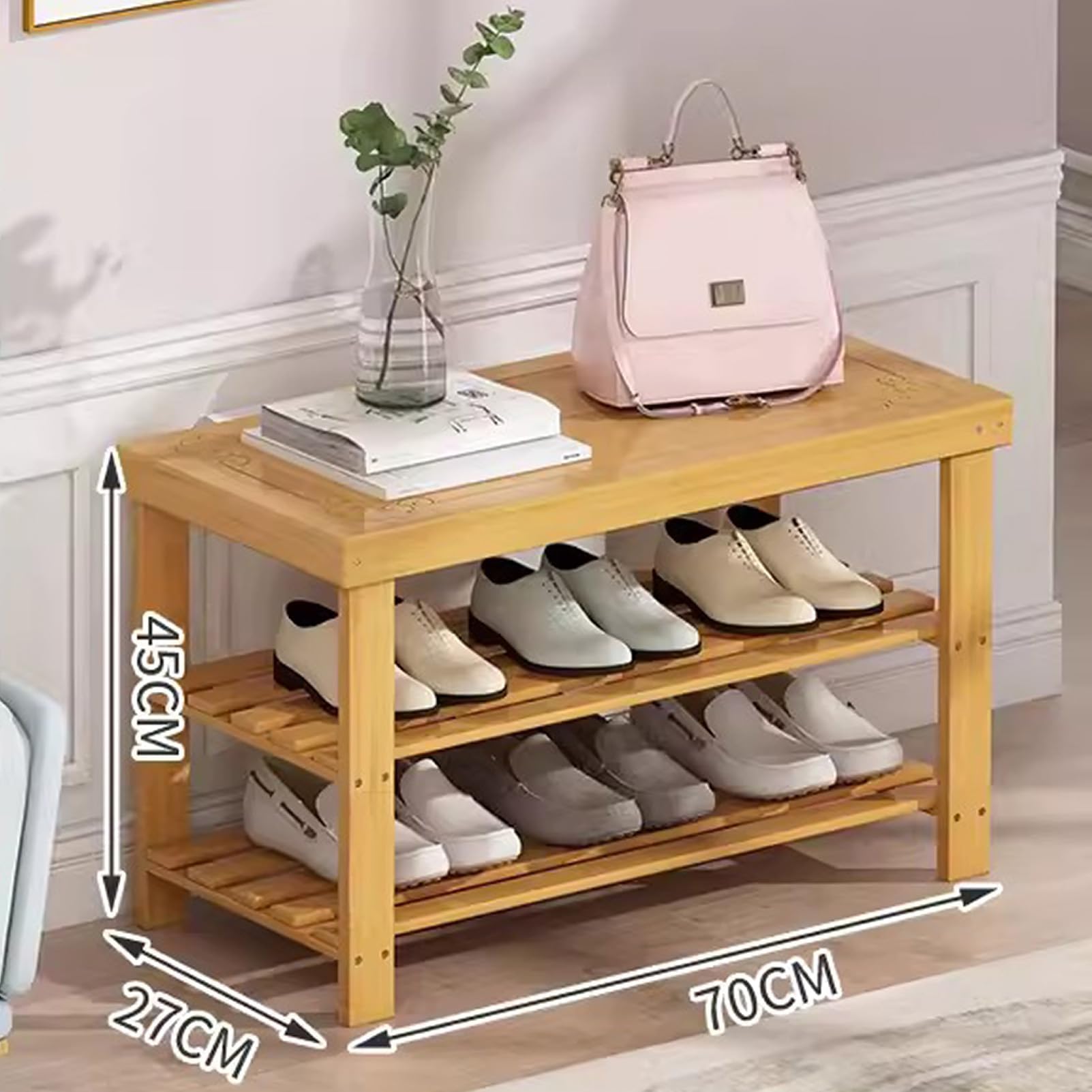 3-Tier Wooden Shoe Rack with Storage Bench Space-Savingfor Entryway Hallway Living Room And Bathroom - Stylish And Functional Home Solution