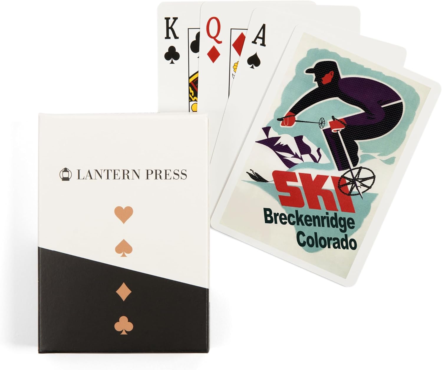 Lantern Press Breckenridge, Colorado, Retro Skier, 52 Playing Cards for Adults, Poker Size Card Deck