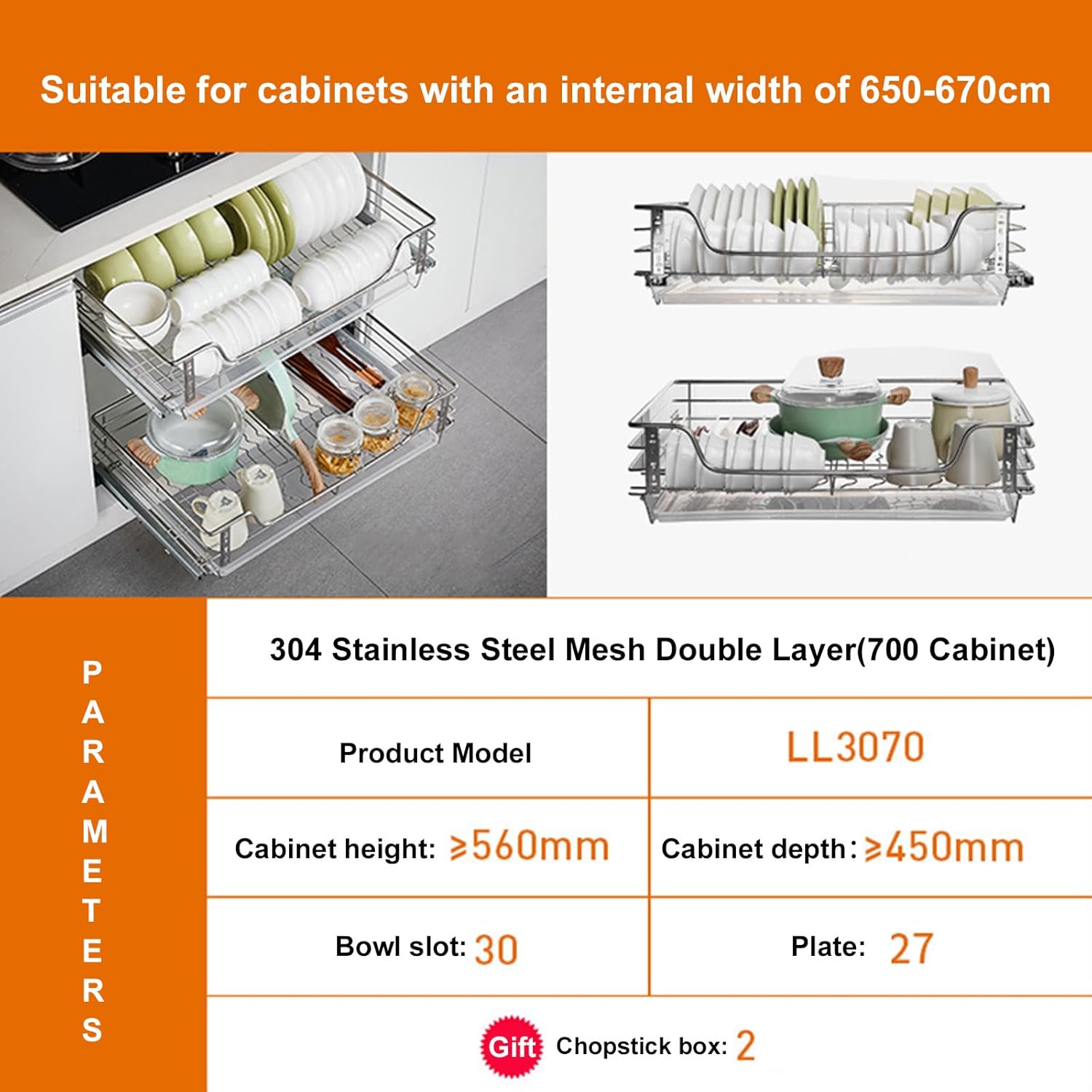 Kitchen Corner Cabinet Pull Out Slide Out Cabinet Organizer Under Sink Pull-Out Home Organizers for Kitchen Home Cabinet Organization, Pantry, Bathroom (A 700)