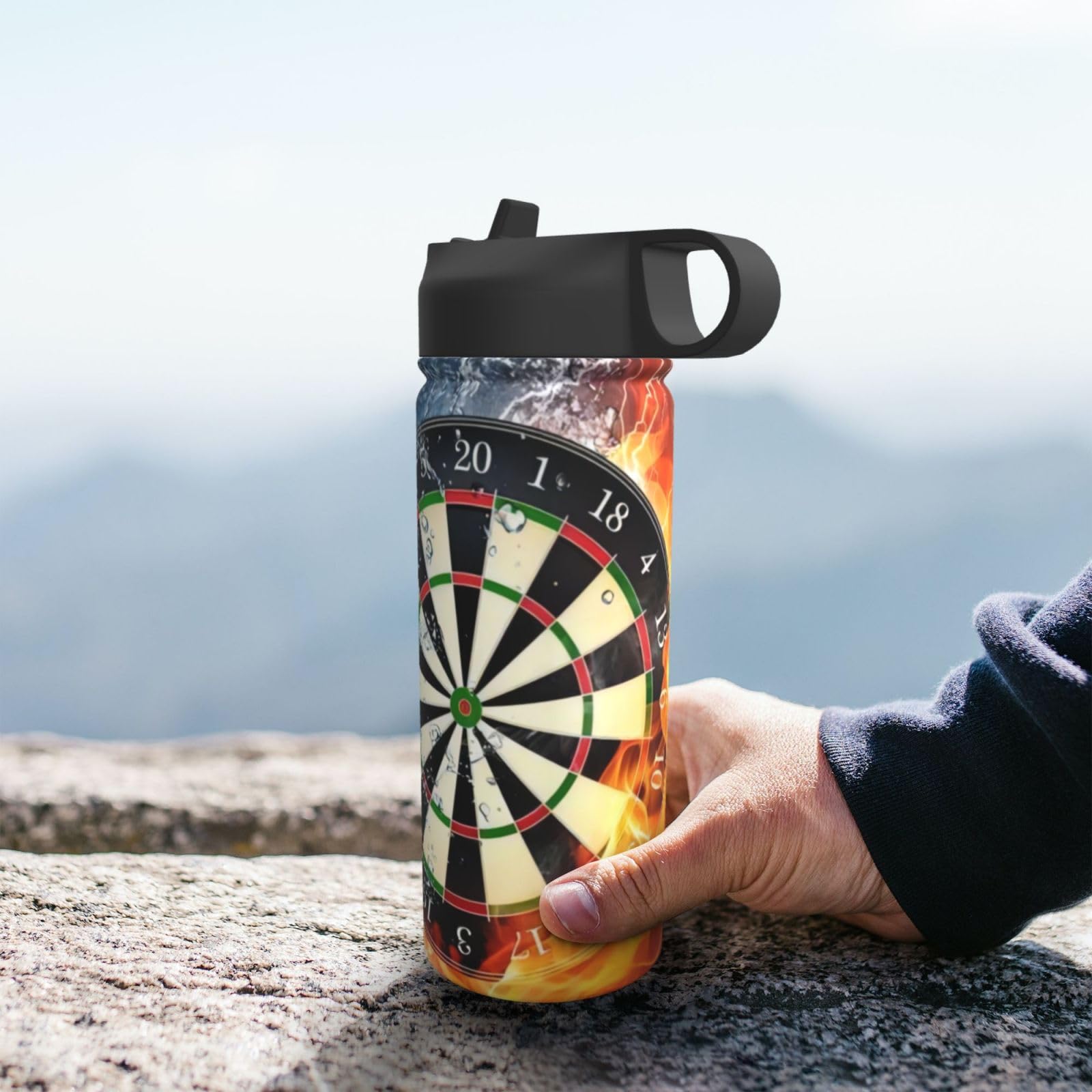 Isolierbecher mit Dartscheibe, 530 ml, Sport, Thermobecher, Reisebecher, Sport-/Fitnessflasche